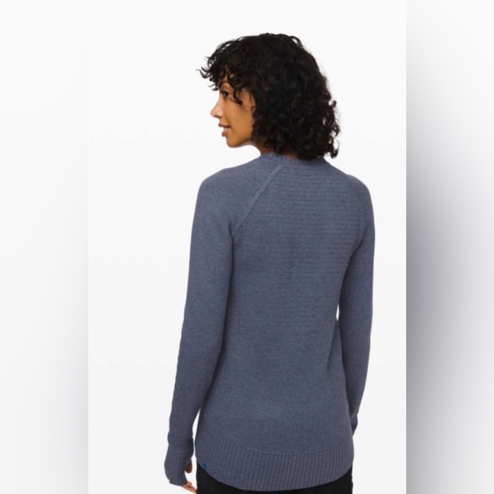 Lululemon Still Lotus Sweater *Reversible* Heather Code Blue / Heather Ice Cap